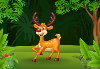 Cartoon deer in the jungle