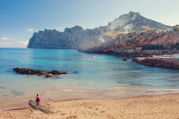 Cala Sant Vicenc formed by four beachs, among them Cala Barques,