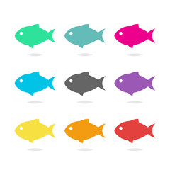 Fish icon colorful set