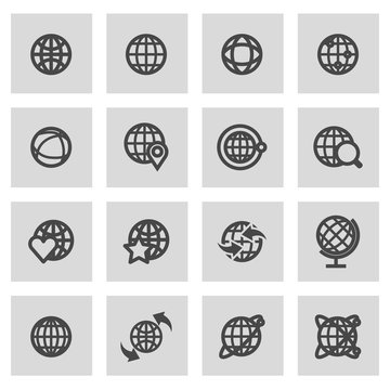 Vector line globe icons set