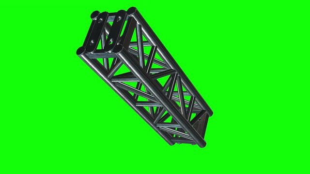 Steel truss girder element. 3d render. Available in 4K and HD video render footage. Green screen chroma key.
