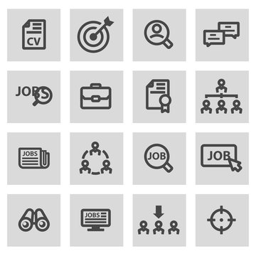 Vector line job search icons set