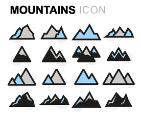 Vector flat mountains icons set