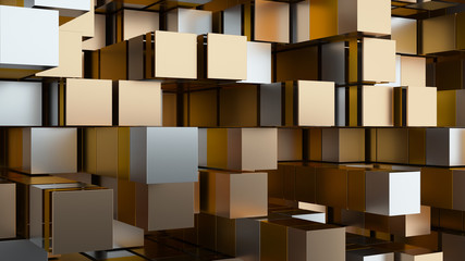3d abstract background made of randomly extruded geometry.