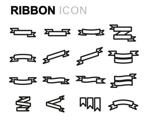 Vector line ribbon icons set