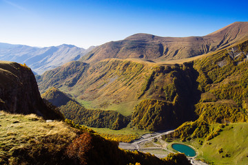 Fototapeta na wymiar Beautiful landscapes with high mountains of Georgia, Europe.