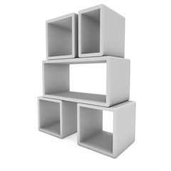 Product display boxes. 3D render isolated on white. Platform or Stand Illustration. Template for Object Presentation.