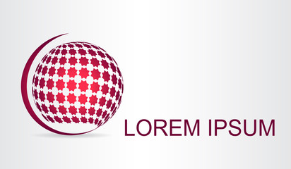 Logo stylized spherical surface with abstract shapes