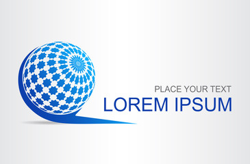 Logo stylized spherical surface with abstract shapes