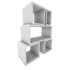 Product display boxes. 3D render isolated on white. Platform or Stand Illustration. Template for Object Presentation.