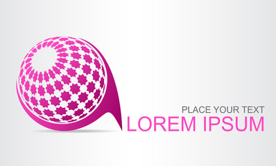 Logo stylized spherical surface with abstract shapes