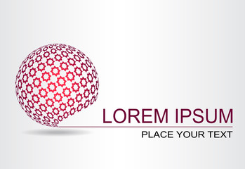 Logo stylized spherical surface with abstract shapes