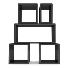 Product display black boxes. 3D render isolated on white. Platform or Stand Illustration. Template for Object Presentation.