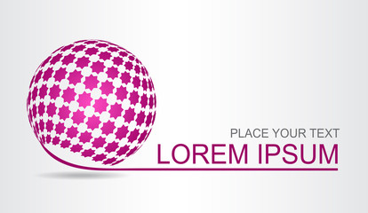 Logo stylized spherical surface with abstract shapes