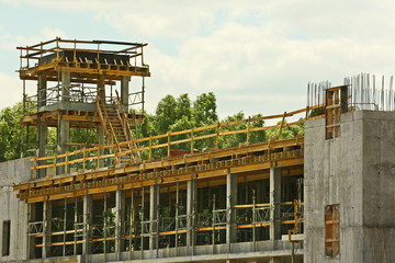 Construction site on blue sky background