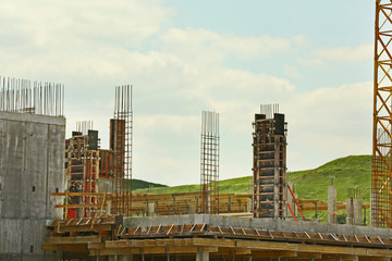 Construction site on blue sky background
