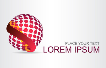 Logo stylized spherical surface with abstract shapes