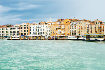 Fototapeta na wymiar View of Venice cityscape from sea