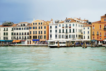 Fototapeta na wymiar View of Venice cityscape from sea