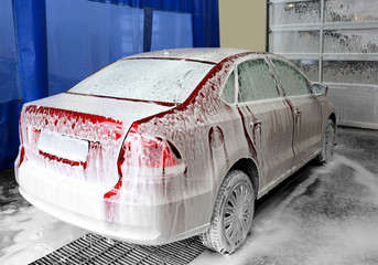 Car in car wash station
