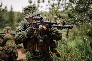 paratrooper airborne infantry in the forest