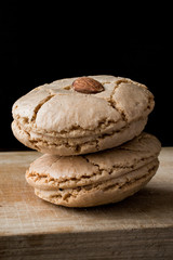 Turkish Almond Cookies / Acibadem Kurabiyesi on wooden surface..