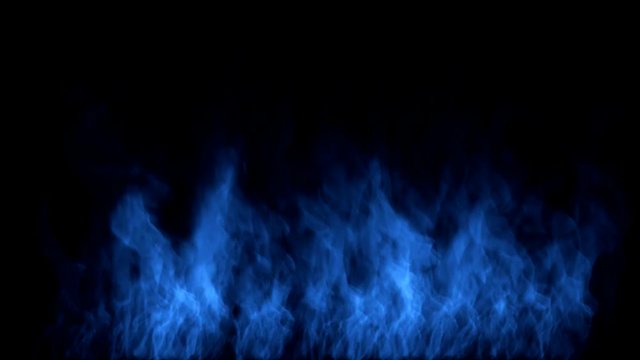 Spurts of blue flame on black background. Spurts of flame, forks of flame	