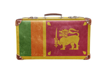 Vintage suitcase with Sri Lanka flag