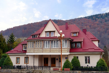 Beautiful modern hotel at resort near forest