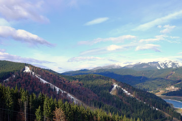 View of beautiful landscape with mountains