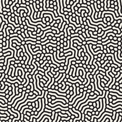 Fototapeta premium Organic Irregular Rounded Lines. Vector Seamless Black and White Pattern.