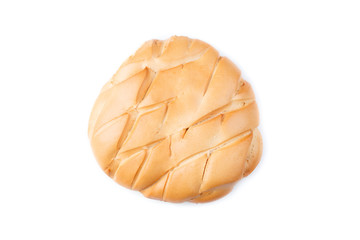 Bread loaf on white background.