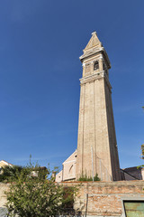 Obraz premium Leaning tower of San Martino church on Burano island, Italy.