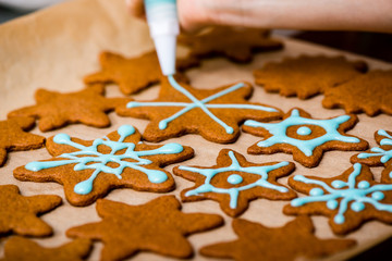 Making Gingerbread Cookies Series. Preparing and cutting dough s