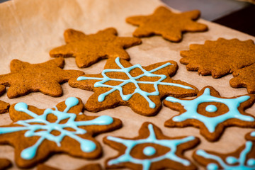 Making Gingerbread Cookies Series. Preparing and cutting dough s