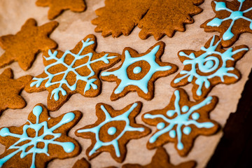 Making Gingerbread Cookies Series. Preparing and cutting dough s