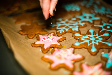 Making Gingerbread Cookies Series. Preparing and cutting dough s