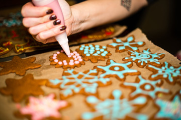 Making Gingerbread Cookies Series. Preparing and cutting dough s