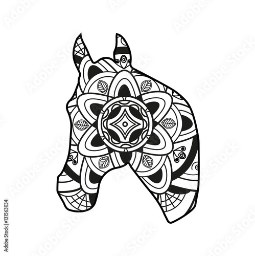 Download "Vector illustration of a black and white horse head ...