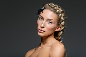 Beautiful girl with thick french braid