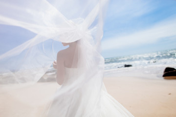 Fototapeta na wymiar bride travel beach resort