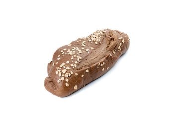 Bread loaf on white background.