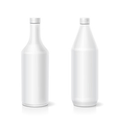 White ketchup blank plastic bottles template isolated vector illustration