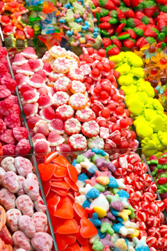 Süßwaren auf dem Mercat de la Boqueria in Barcelona