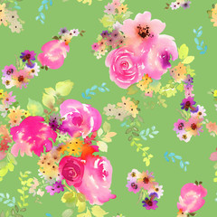 Seamless pattern with flowers watercolor