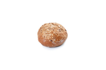 Bread loaf on white background.