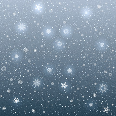 cartoon glowing snowflakes light