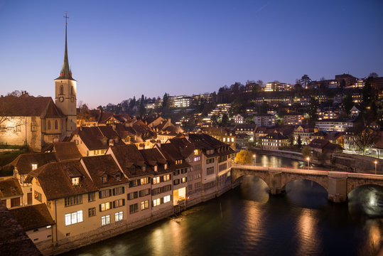 Bern. Image of Bern, capital city of Switzerland, during blue hours / evening.