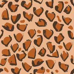 Vector illustration Leopard print seamless pattern. brown hand drawn background.