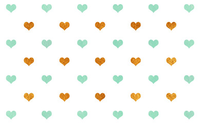 Watercolor hearts on white background pattern.